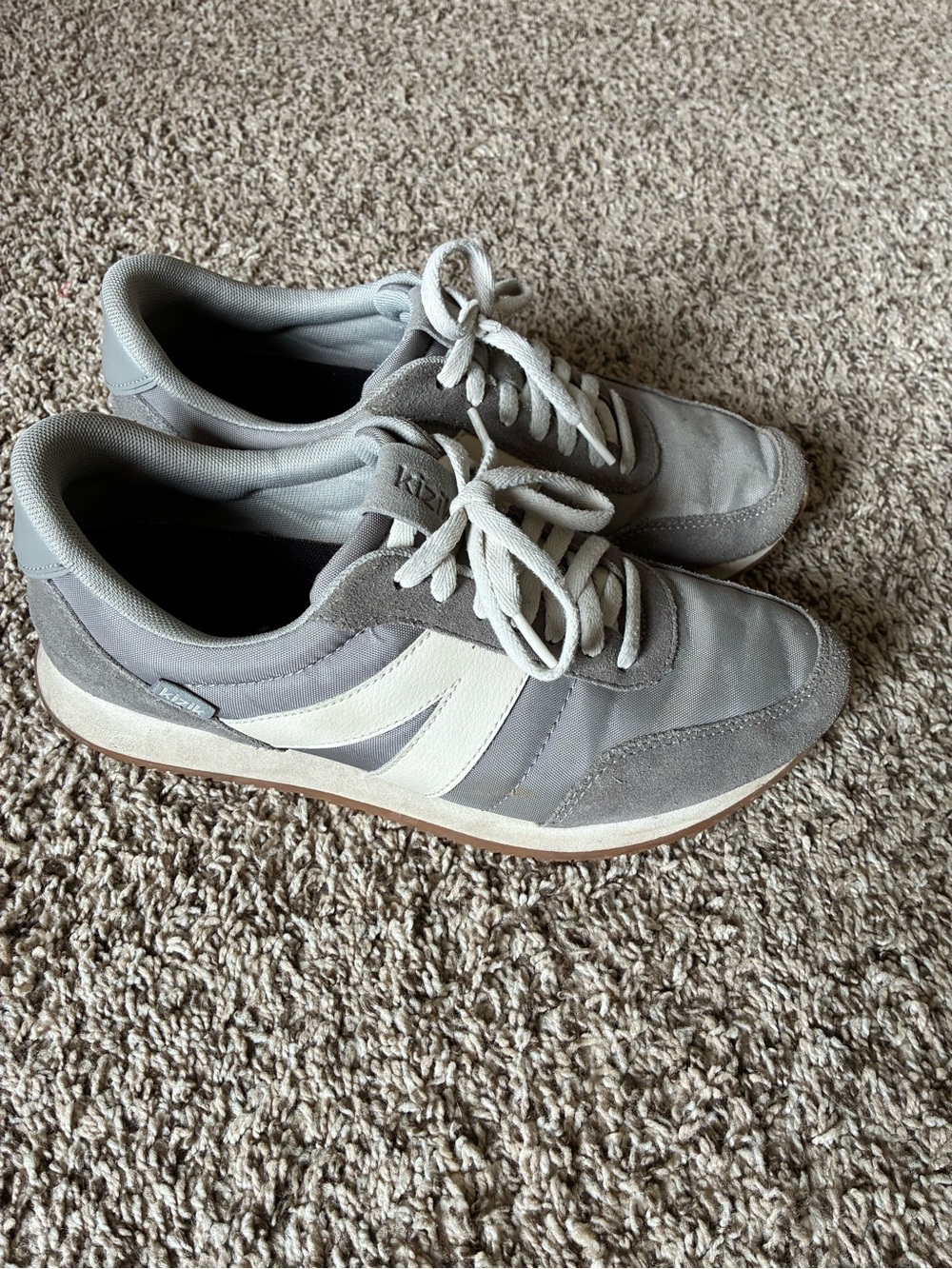 Women's Gray Lace-Up Casual Sneakers with White Accent